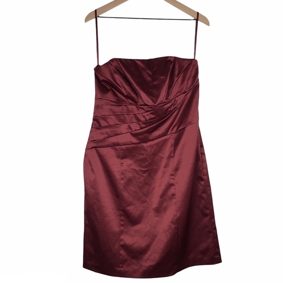THE LIMITED Dress Strapless Short Cocktail Satin Feel Semi Formal Y2K Style 12 - Picture 1 of 10